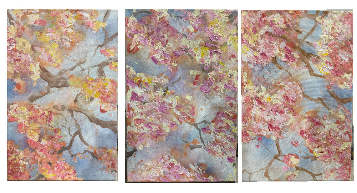 "Pale Cherry Blossem Triptych"